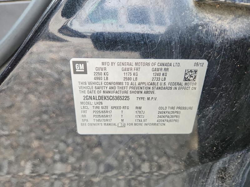 58693556 :رقم المزاد ، 2GNALDEK5C6365225 vin ، 2012 Chevrolet Equinox مزاد بيع