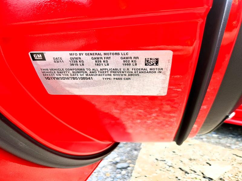 58965276 :رقم المزاد ، 1G1YW3DW7B5108941 vin ، 2011 Chevrolet Corvette مزاد بيع