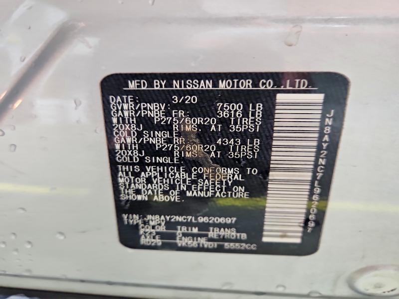 Aukcja sprzedaży 2020 Nissan Armada, vin: JN8AY2NC7L9620697, numer aukcji: 55834036