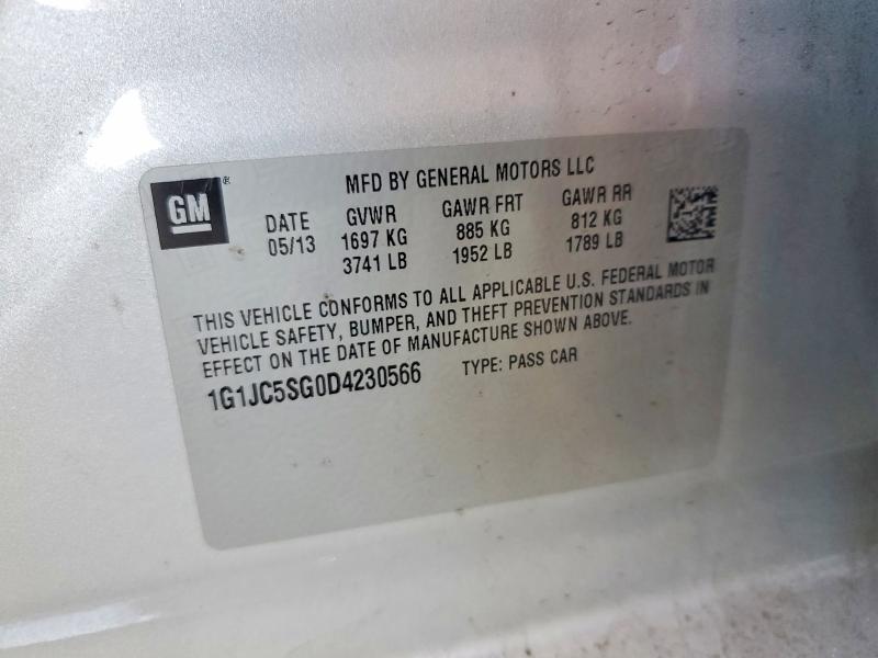 Продаж на аукціоні авто 2013 Chevrolet Sonic Ls Automatic, vin: 1G1JC5SG0D4230566, номер лоту: 57899996