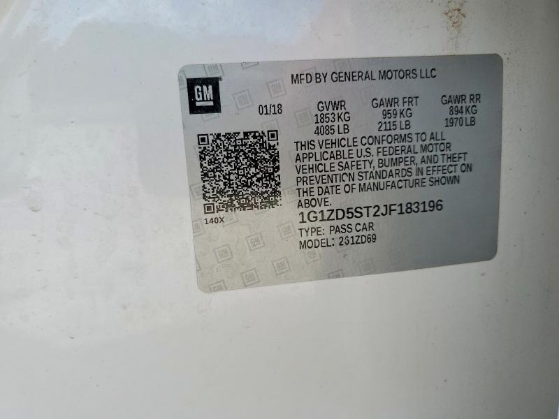 Продаж на аукціоні авто 2018 Chevrolet Malibu, vin: 1G1ZD5ST2JF183196, номер лоту: 55787796