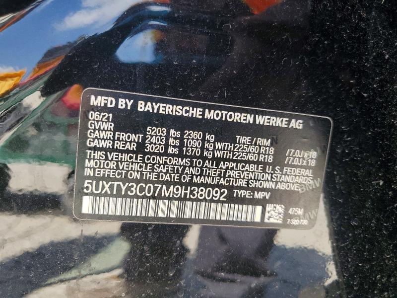Продаж на аукціоні авто 2021 Bmw X3, vin: 5UXTY3C07M9H38092, номер лоту: 55782526