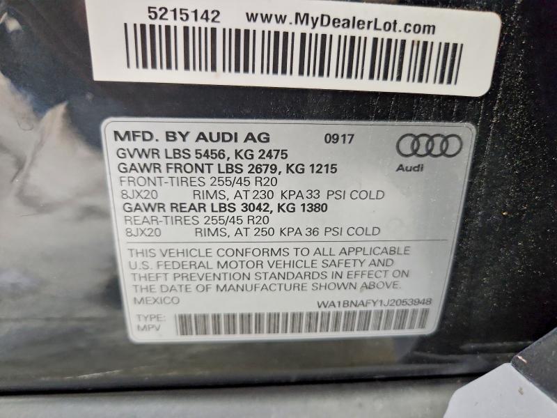Продаж на аукціоні авто 2018 Audi Q5, vin: WA1BNAFY1J2053948, номер лоту: 58248206