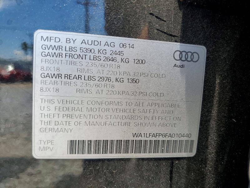 Продажа на аукционе авто 2015 Audi Q5, vin: WA1LFAFP6FA010440, номер лота: 58416086