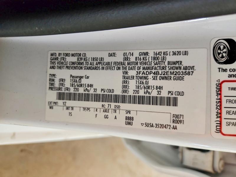 Aukcja sprzedaży 2014 Ford Fiesta, vin: 3FADP4BJ2EM203587, numer aukcji: 55366146
