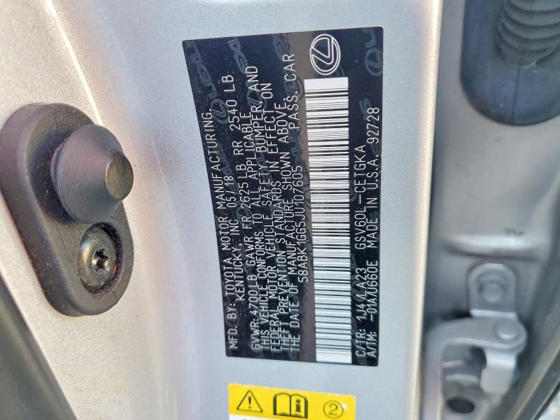 Aukcja sprzedaży 2018 Lexus Es, vin: 58ABK1GG5JU107605, numer aukcji: 58597316