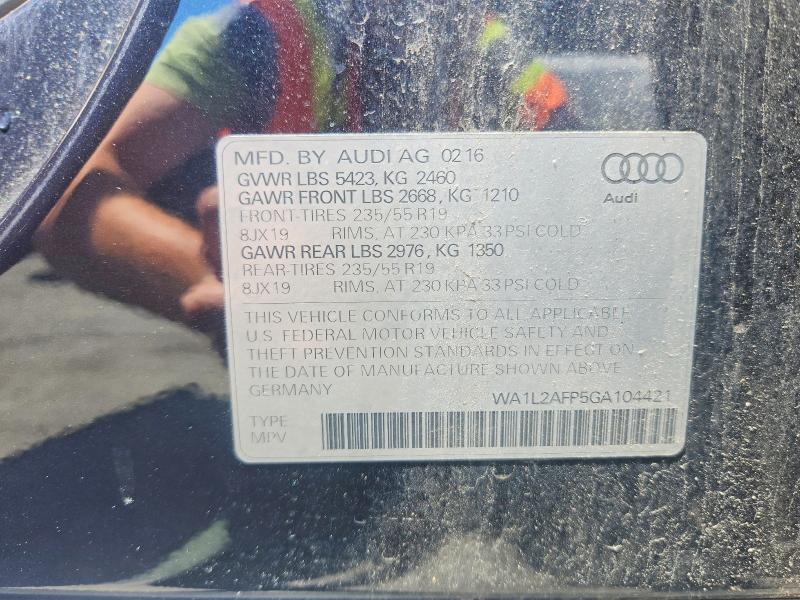 58572116 :رقم المزاد ، WA1L2AFP5GA104421 vin ، 2016 Audi Q5 مزاد بيع