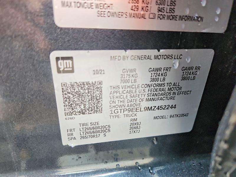 Aukcja sprzedaży 2021 Gmc Sierra, vin: 1GTP9EEL9MZ452244, numer aukcji: 57616166