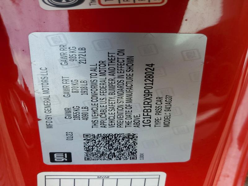 Продажа на аукционе авто 2023 Chevrolet Camaro, vin: 1G1FB1RX9P0128024, номер лота: 57775916