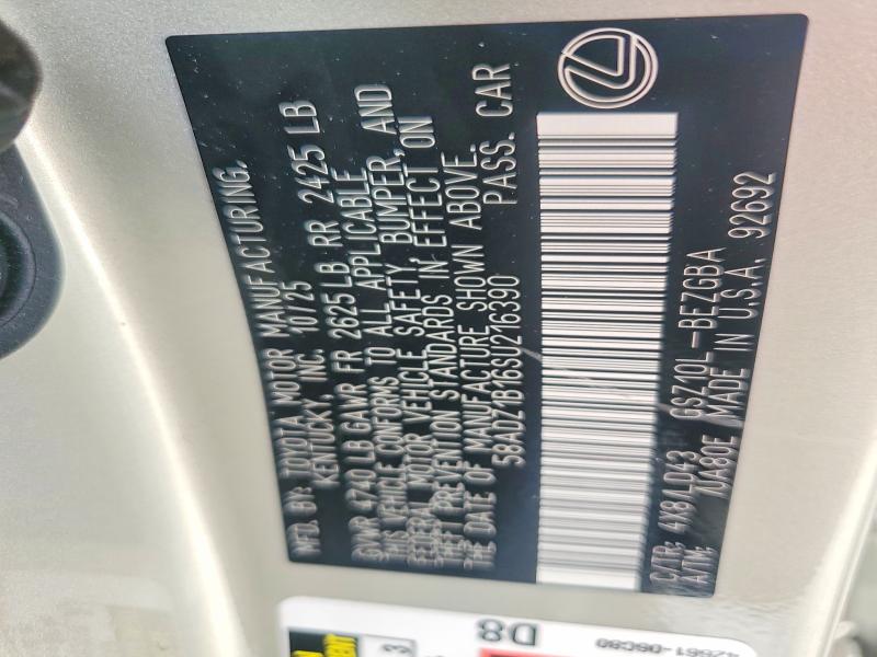 55908876 :رقم المزاد ، 58ADZ1B16SU216390 vin ، 2025 Lexus Es 350 مزاد بيع