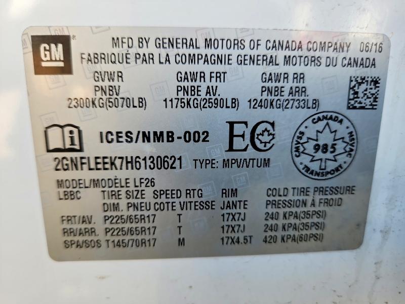Продажа на аукционе авто 2017 Chevrolet Equinox, vin: 2GNFLEEK7H6130621, номер лота: 57589986