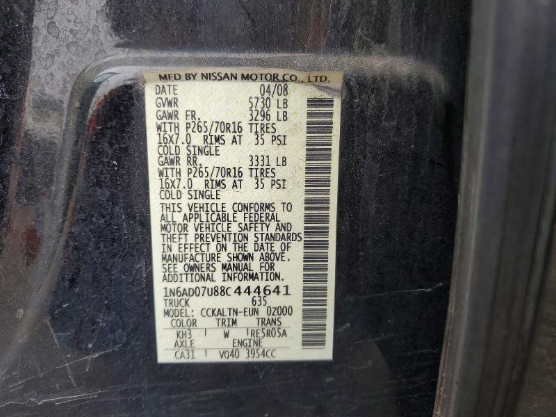 Продажа на аукционе авто 2008 Nissan Frontier, vin: 1N6AD07U88C444641, номер лота: 55992926