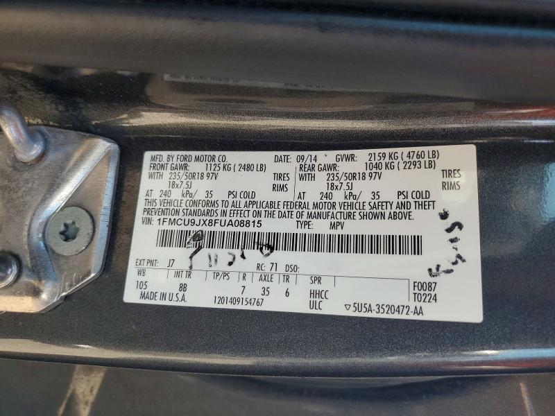 56155196 :رقم المزاد ، 1FMCU9JX8FUA08815 vin ، 2015 Ford Escape مزاد بيع