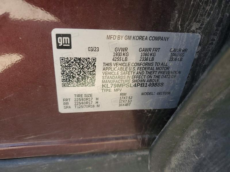 58865016 :رقم المزاد ، KL79MPSL4PB149888 vin ، 2023 Chevrolet Trailblazer مزاد بيع
