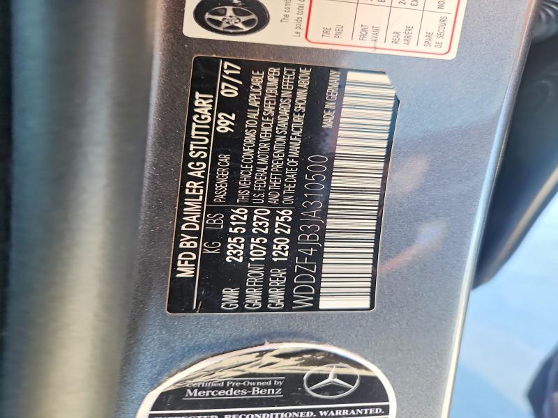 2018 Mercedes-benz E მანქანა იყიდება აუქციონზე, vin: WDDZF4JB3JA310500, აუქციონის ნომერი: 54343716