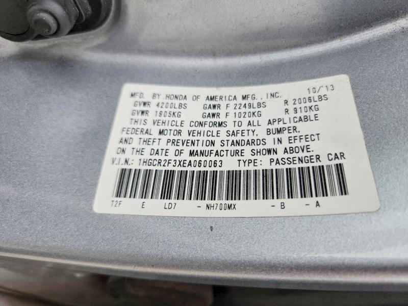 2014 Honda Accord მანქანა იყიდება აუქციონზე, vin: 1HGCR2F3XEA060063, აუქციონის ნომერი: 59193626
