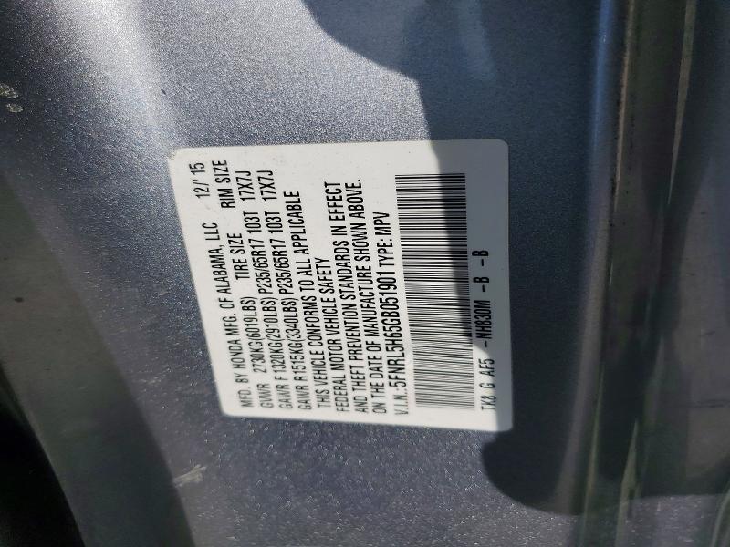 Продаж на аукціоні авто 2016 Honda Odyssey, vin: 5FNRL5H65GB051901, номер лоту: 58761496
