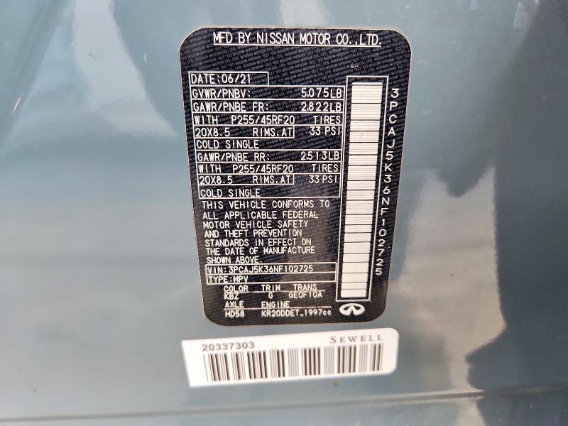 Продажа на аукционе авто 2022 Infiniti Qx55, vin: 3PCAJ5K36NF102725, номер лота: 56693006