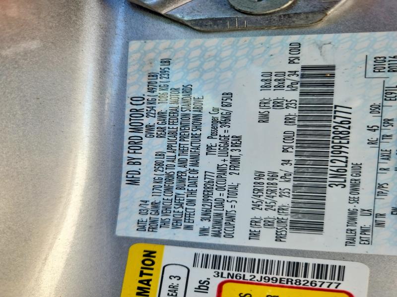 Продажа на аукционе авто 2014 Lincoln Mkz, vin: 3LN6L2J99ER826777, номер лота: 57922636