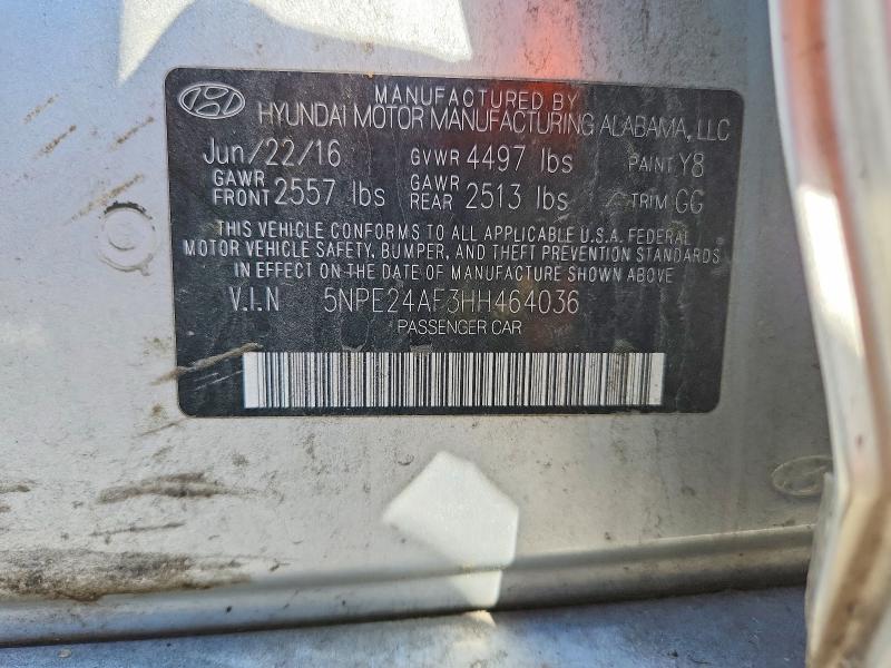55948006 :رقم المزاد ، 5NPE24AF3HH464036 vin ، 2017 Hyundai Sonata مزاد بيع