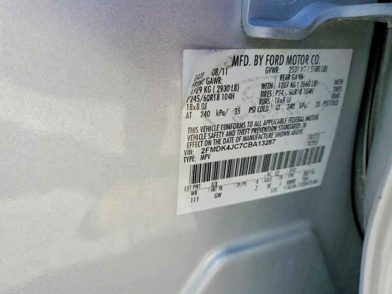 Aukcja sprzedaży 2012 Ford Edge, vin: 2FMDK4JC7CBA13287, numer aukcji: 57121776