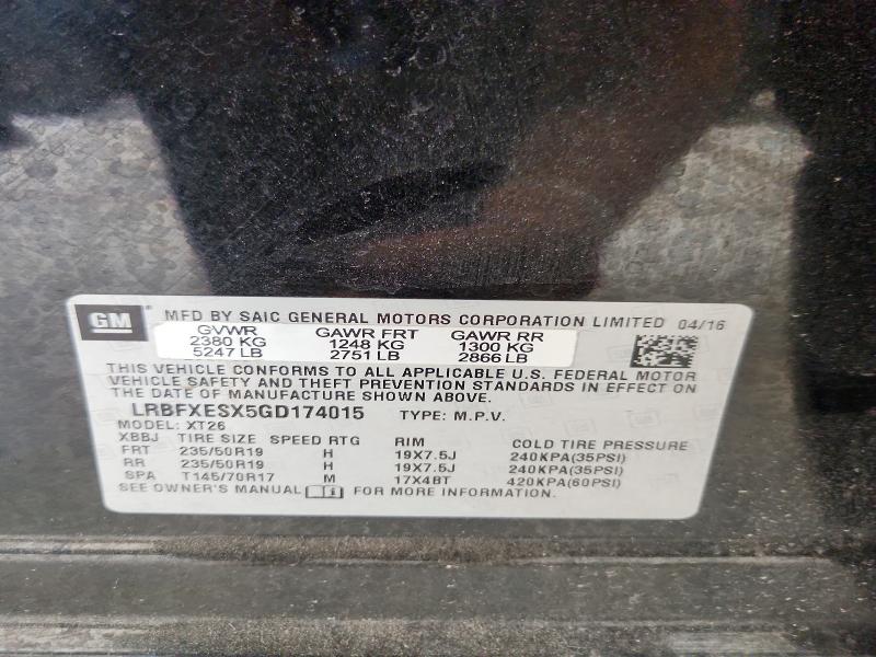 59066706 :رقم المزاد ، LRBFXESX5GD174015 vin ، 2016 Buick Envision مزاد بيع