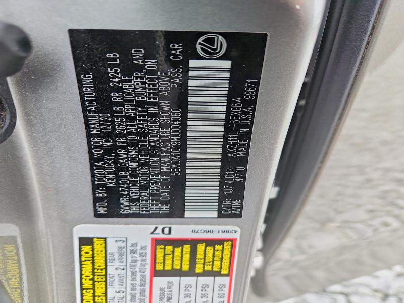 Aukcja sprzedaży 2021 Lexus Es, vin: 58ADA1C19MU004060, numer aukcji: 57827216