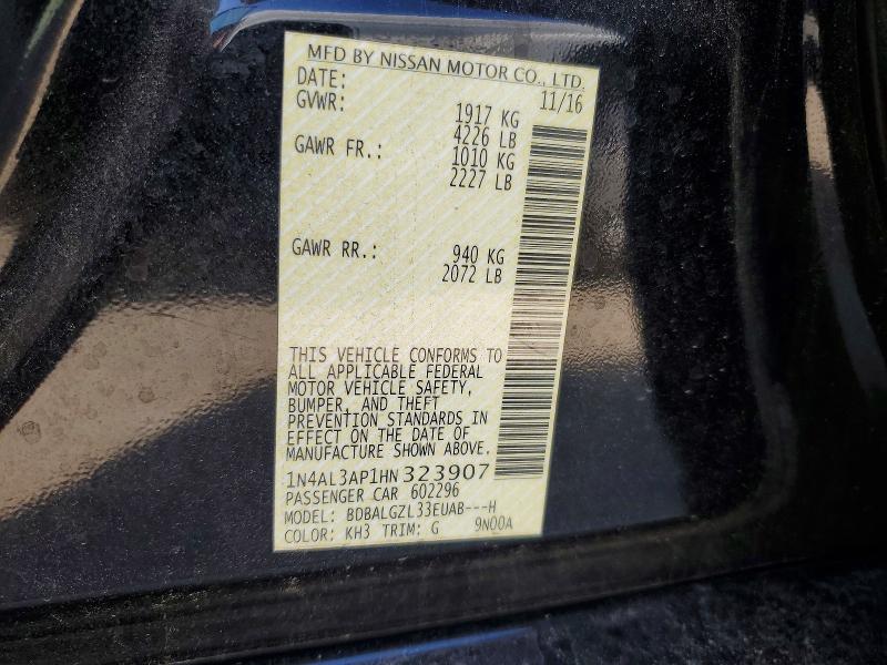 55895756 :رقم المزاد ، 1N4AL3AP1HN323907 vin ، 2017 Nissan Altima مزاد بيع