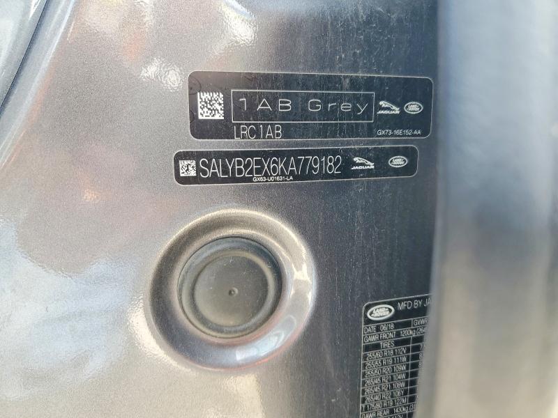 58707766 :رقم المزاد ، SALYB2EX6KA779182 vin ، 2019 Land Rover Range Rover Velar مزاد بيع