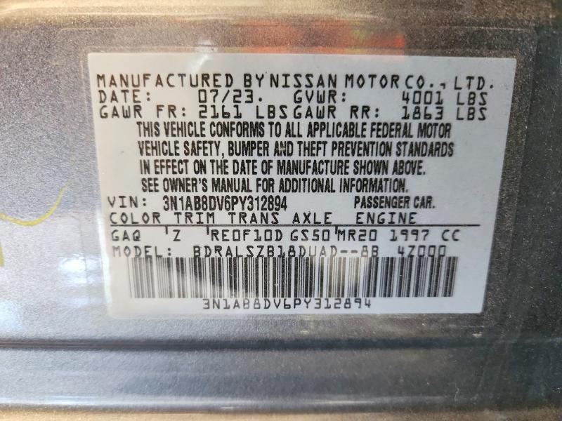Продажа на аукционе авто 2023 Nissan Sentra, vin: 3N1AB8DV6PY312894, номер лота: 56417026