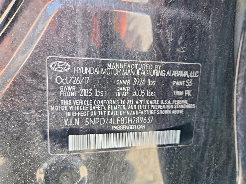 55762736 :رقم المزاد ، 5NPD74LF8JH289637 vin ، 2018 Hyundai Elantra مزاد بيع
