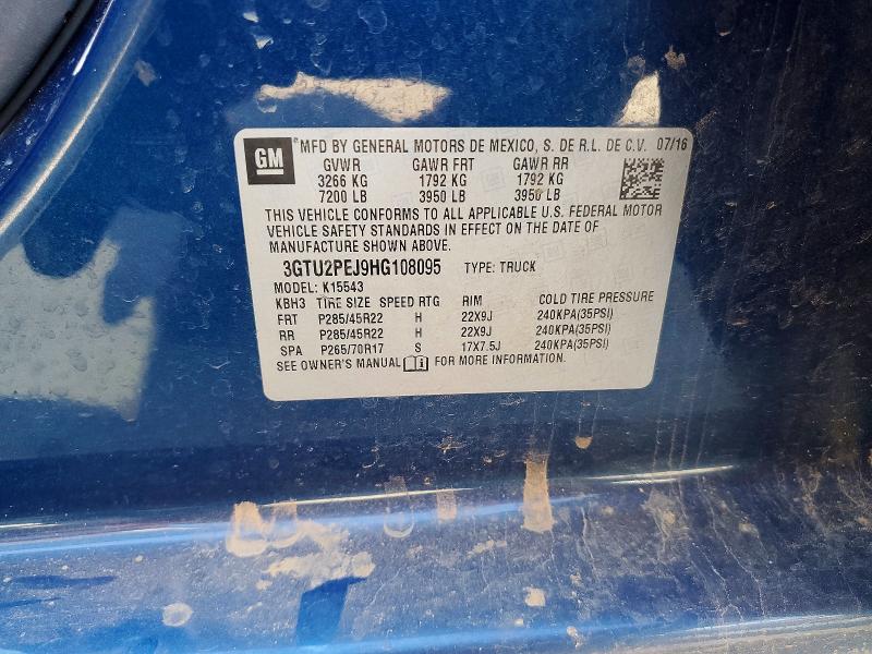 Продаж на аукціоні авто 2017 Gmc Sierra, vin: 3GTU2PEJ9HG108095, номер лоту: 56316936