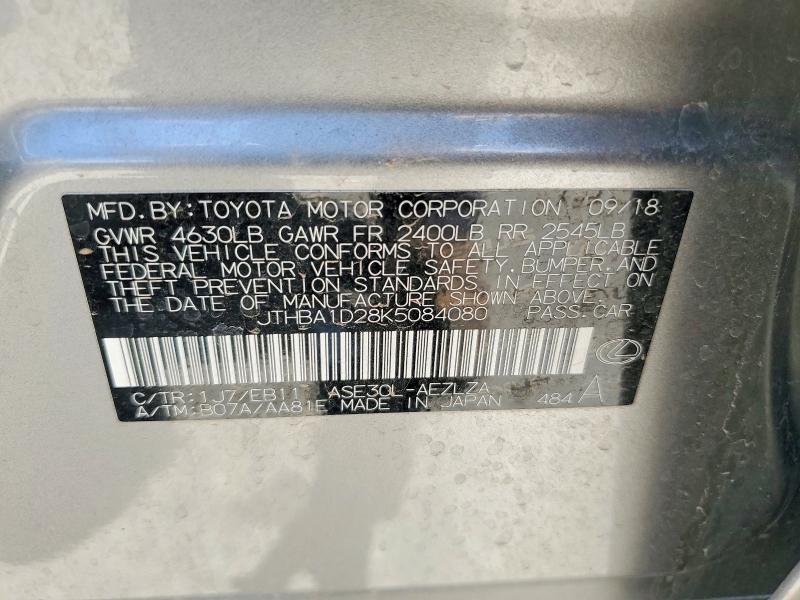 Продажа на аукционе авто 2019 Lexus Is, vin: JTHBA1D28K5084080, номер лота: 54472286