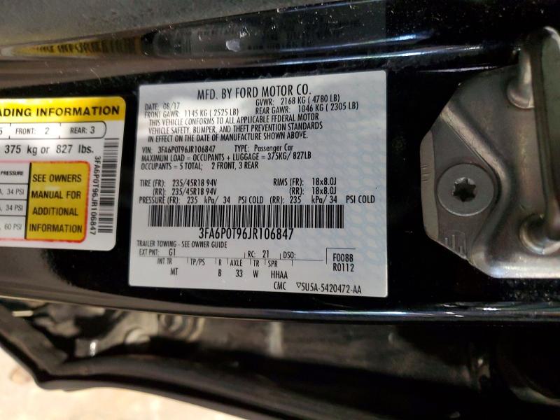 Продажа на аукционе авто 2018 Ford Fusion, vin: 3FA6P0T96JR106847, номер лота: 55610156