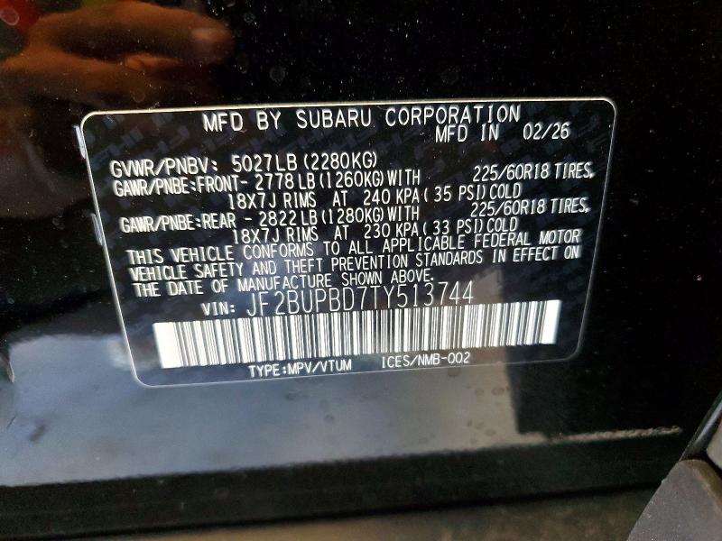 Продаж на аукціоні авто 2026 Subaru Outback, vin: JF2BUPBD7TY513744, номер лоту: 57238626