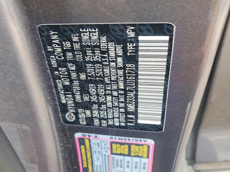 57608866 :رقم المزاد ، KM8J33AL7LU161718 vin ، 2020 Hyundai Tucson مزاد بيع