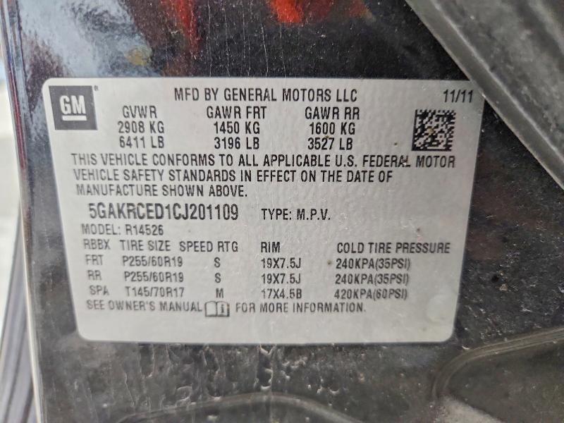 Aukcja sprzedaży 2012 Buick Enclave, vin: 5GAKRCED1CJ201109, numer aukcji: 56842496