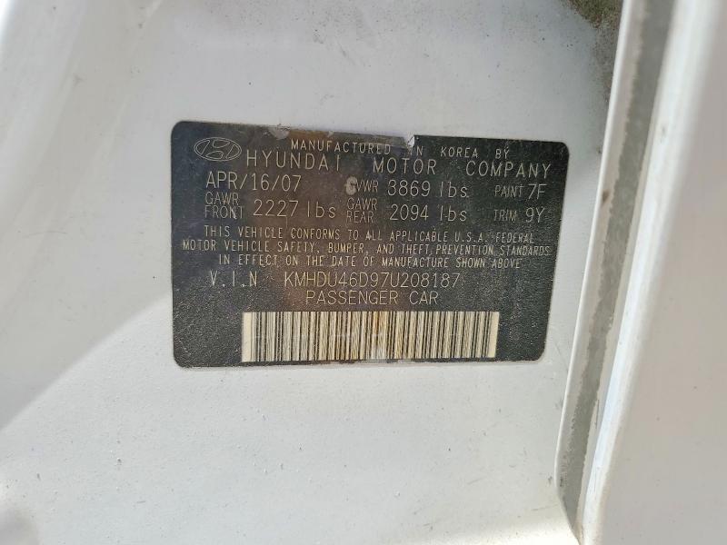 Aukcja sprzedaży 2007 Hyundai Elantra, vin: KMHDU46D97U208187, numer aukcji: 55728736