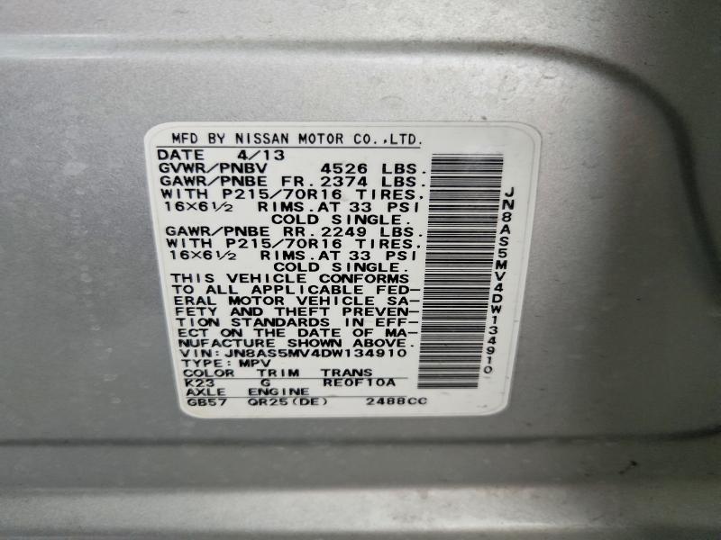 Aukcja sprzedaży 2013 Nissan Rogue, vin: JN8AS5MV4DW134910, numer aukcji: 56338186