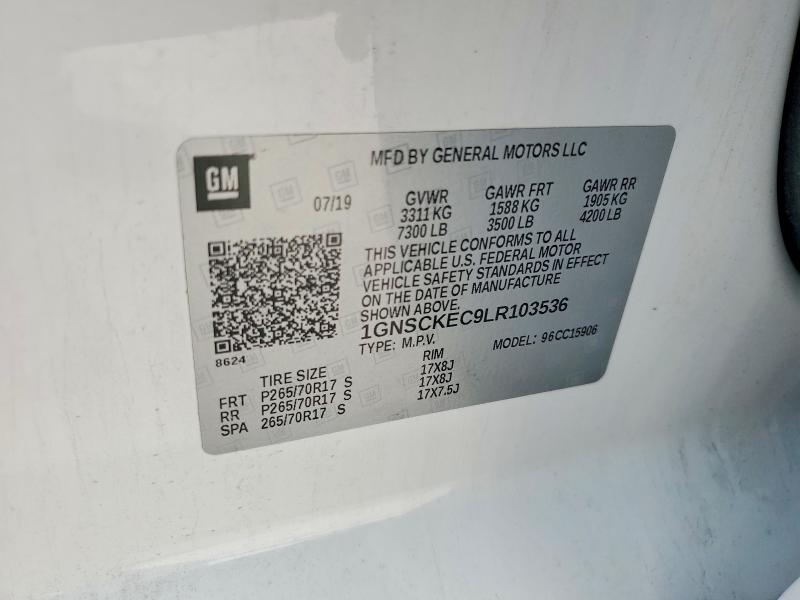 Продажа на аукционе авто 2020 Chevrolet Suburban, vin: 1GNSCKEC9LR103536, номер лота: 57410596