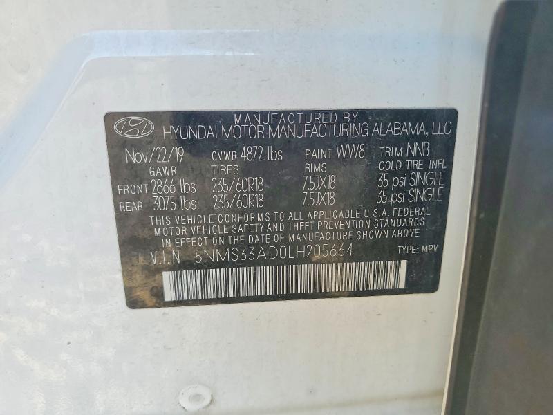 Продажа на аукционе авто 2020 Hyundai Santa Fe, vin: 5NMS33AD0LH205664, номер лота: 58398866
