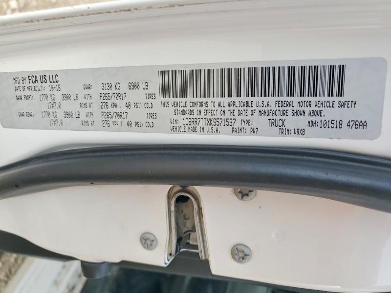 2019 Ram 1500 Classic მანქანა იყიდება აუქციონზე, vin: 1C6RR7TTXKS571537, აუქციონის ნომერი: 57145256