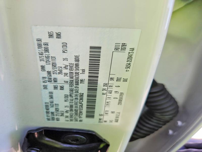57743286 :رقم المزاد ، 1FTEW1EG8JFC86582 vin ، 2018 Ford F150 مزاد بيع