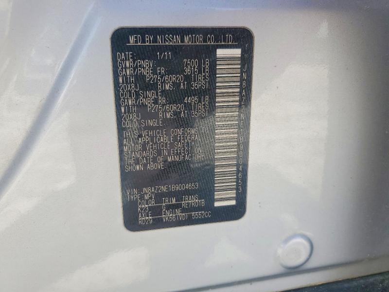 55640616 :رقم المزاد ، JN8AZ2NE1B9004653 vin ، 2011 Infiniti Qx56 مزاد بيع