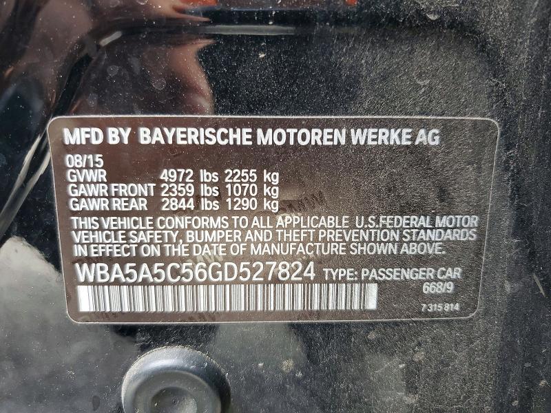 57599706 :رقم المزاد ، WBA5A5C56GD527824 vin ، 2016 Bmw 528 مزاد بيع
