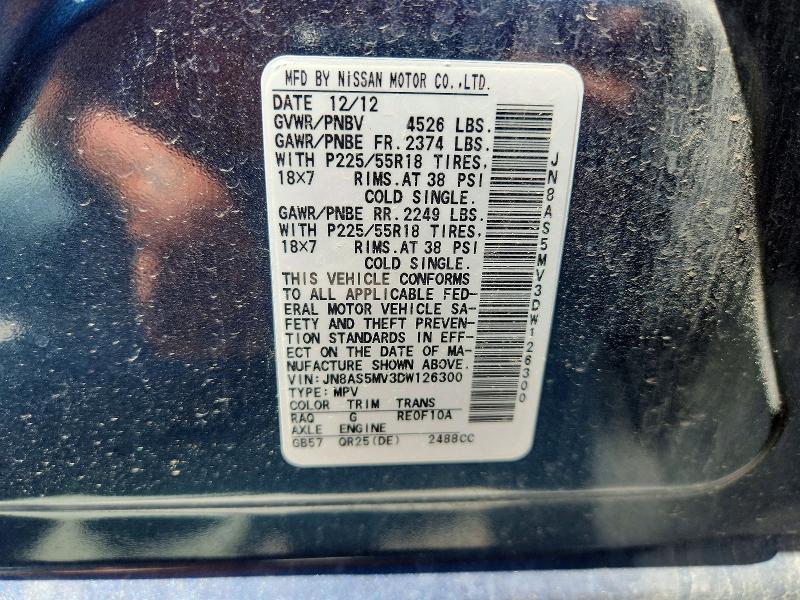 Aukcja sprzedaży 2013 Nissan Rogue, vin: JN8AS5MV3DW126300, numer aukcji: 58506026