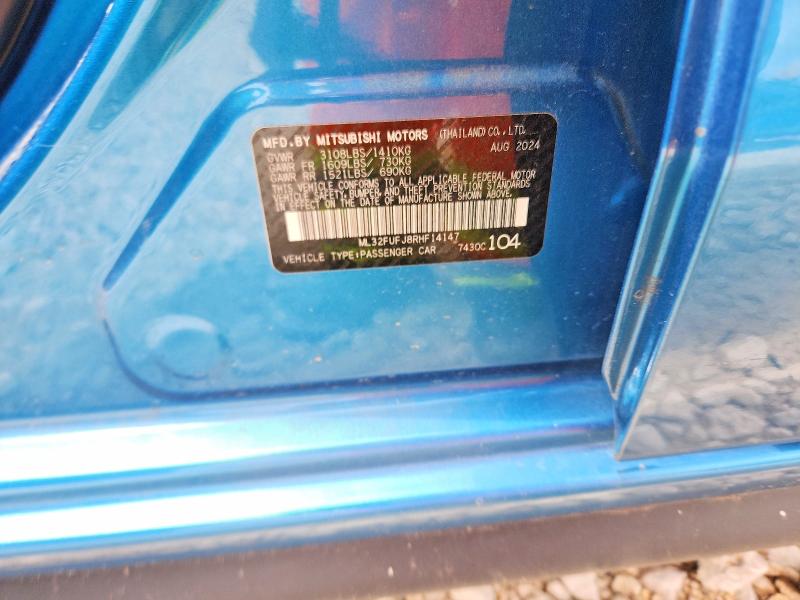 57656346 :رقم المزاد ، ML32FUFJ8RHF14147 vin ، 2024 Mitsubishi Mirage مزاد بيع