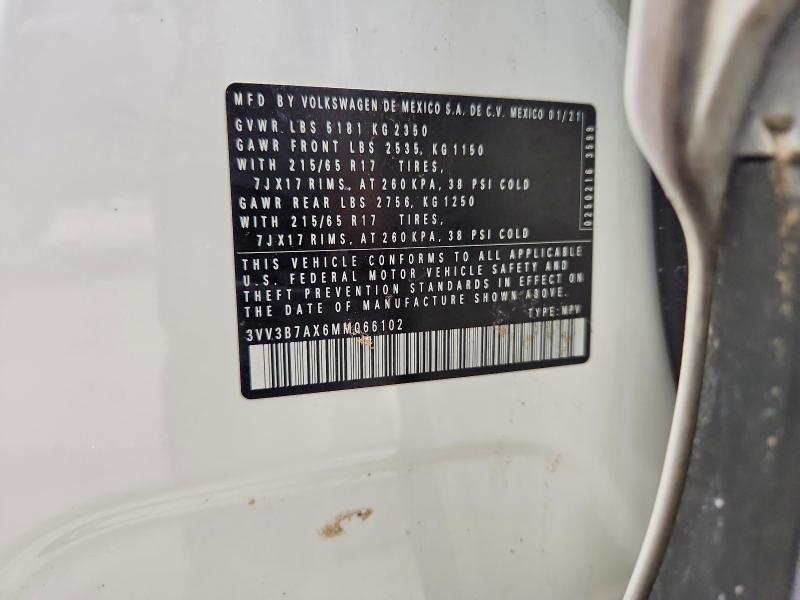 Продажа на аукционе авто 2021 Volkswagen Tiguan, vin: 3VV3B7AX6MM066102, номер лота: 56393156