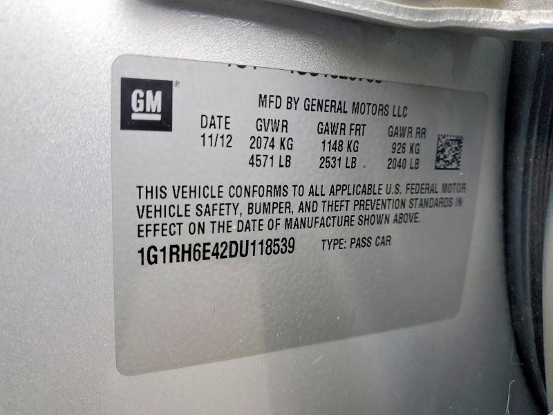 2013 Chevrolet Volt მანქანა იყიდება აუქციონზე, vin: 1G1RH6E42DU118539, აუქციონის ნომერი: 57260666