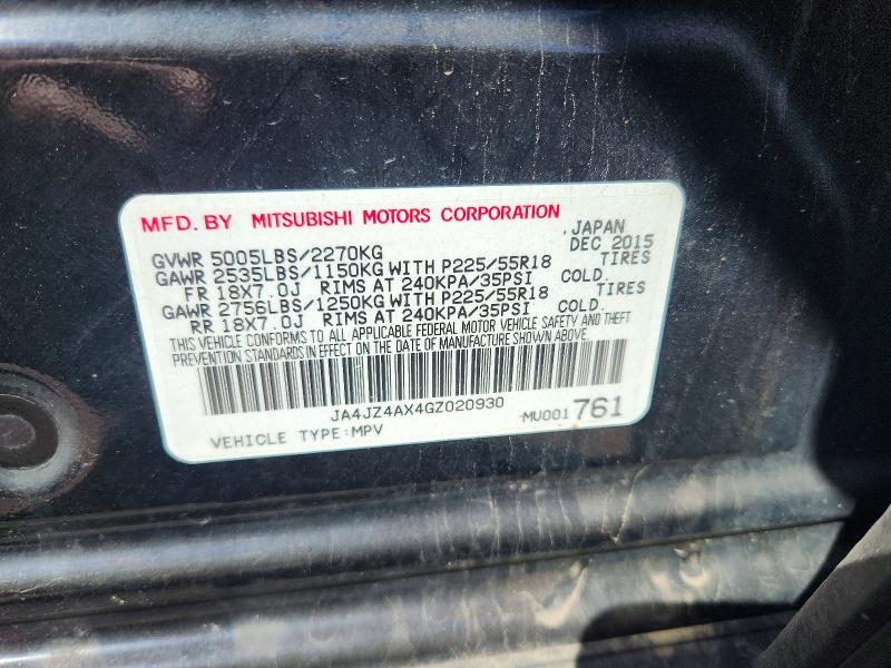57314206 :رقم المزاد ، JA4JZ4AX4GZ020930 vin ، 2016 Mitsubishi Outlander مزاد بيع